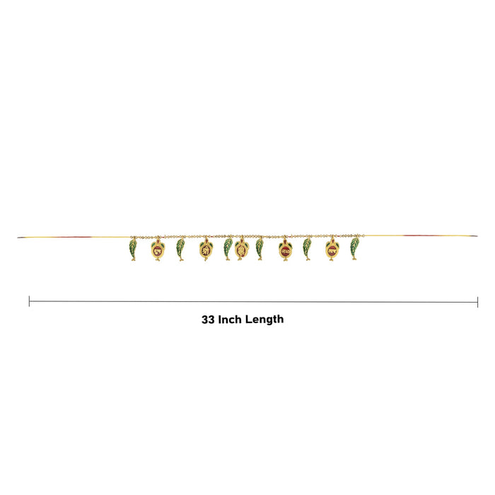 Gold Polish Toran - 33 Inches | Leaf with Beads Design Bandanwar/ Aluminium Thoran for Door Decor