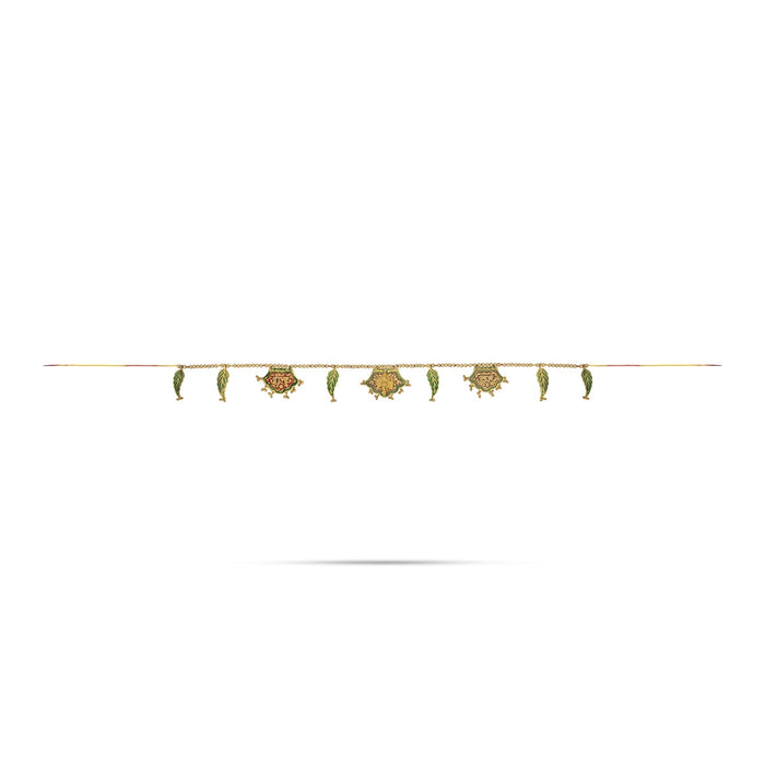 Gold Polish Toran - 42 Inches | Aluminium Thoran/ Meenakari Pankhi Design Bandanwar for Door Decor