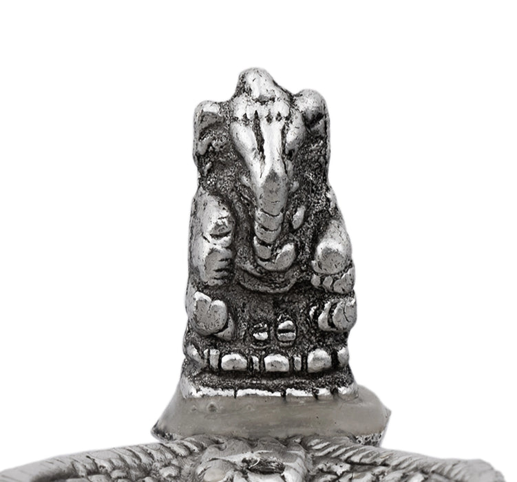 Ganesh Murti & Leaf Design Agarbathi Stand - 0.5 x 4 Inches | Metal/ Silver Polish Incense Holder for Sticks