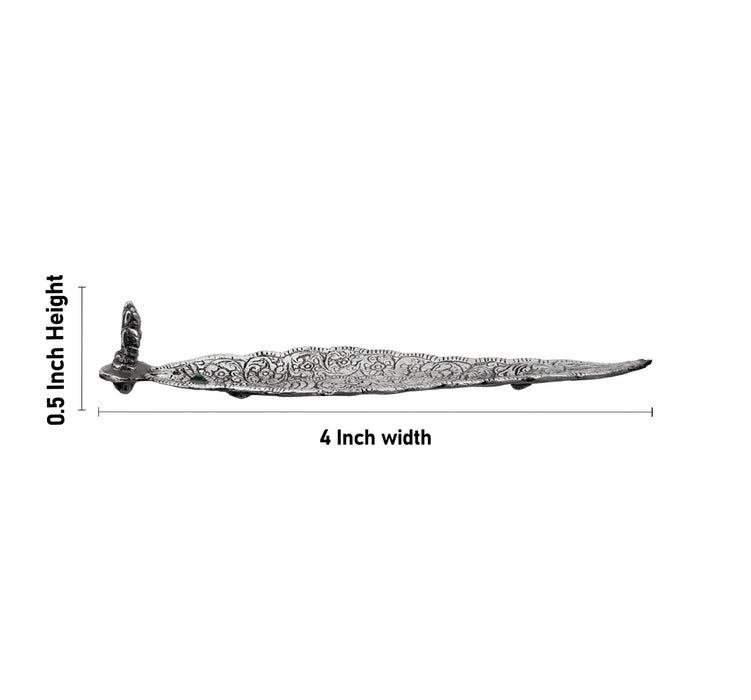 Ganesh Murti & Leaf Design Agarbathi Stand - 0.5 x 4 Inches | Metal/ Silver Polish Incense Holder for Sticks