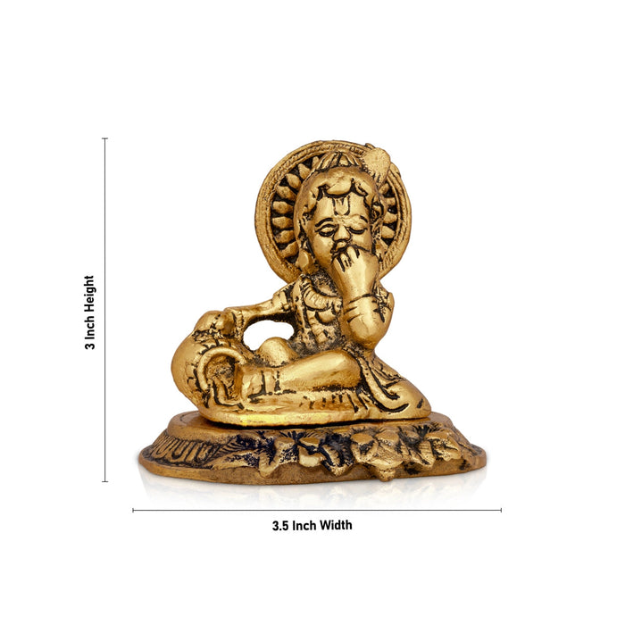 Butter Krishna Idol - 3 x 3.5 Inches | Aluminium Krishna Idol/ Gold Polish Krishna Statue for Pooja