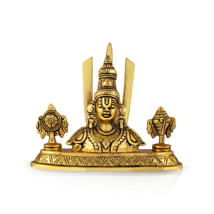 Balaji Murti With Namam Shankh Chakram - 6 x 7 Inches | Gold Polish & Aluminium Vishnu Sangu Chakram for Home