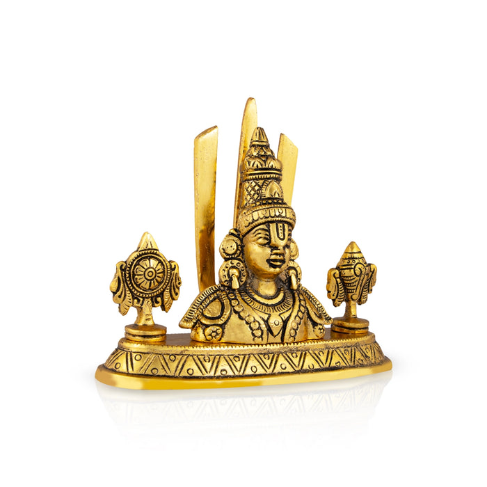 Balaji Murti With Namam Shankh Chakram - 6 x 7 Inches | Gold Polish & Aluminium Vishnu Sangu Chakram for Home