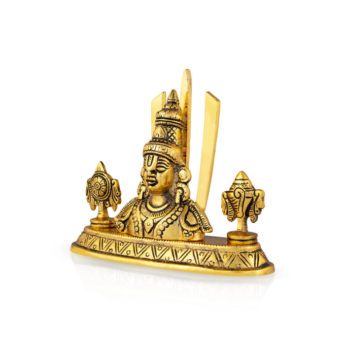 Balaji Murti With Namam Shankh Chakram - 6 x 7 Inches | Gold Polish & Aluminium Vishnu Sangu Chakram for Home