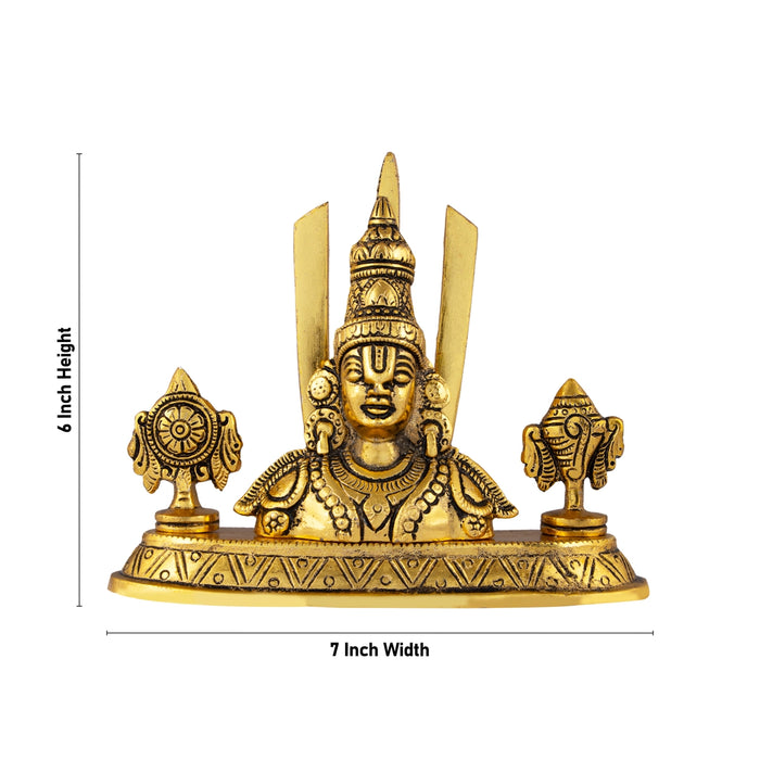 Balaji Murti With Namam Shankh Chakram - 6 x 7 Inches | Gold Polish & Aluminium Vishnu Sangu Chakram for Home