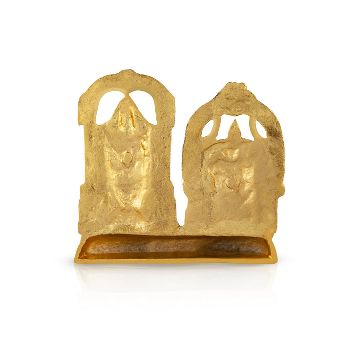 Balaji Thayar Murti With Base - 6.5 x 6.5 Inches | Aluminium/ Gold Polish Perumal Thayar Statue for Table Decor