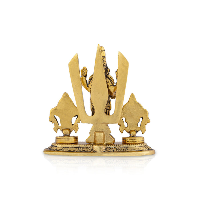 Metal Balaji Murti With Shanku Chakram Namam - 4.5 x 5 Inches | Gold Polish Balaji Idol With Base for Pooja
