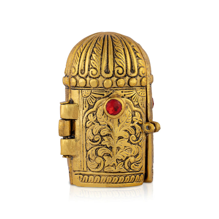 Metal Laxmi Ganesh Saraswati Murti With Closing Type Box - 5 x 7 Inches | Gold Polish Laxmi Ganesh Saraswati Idol