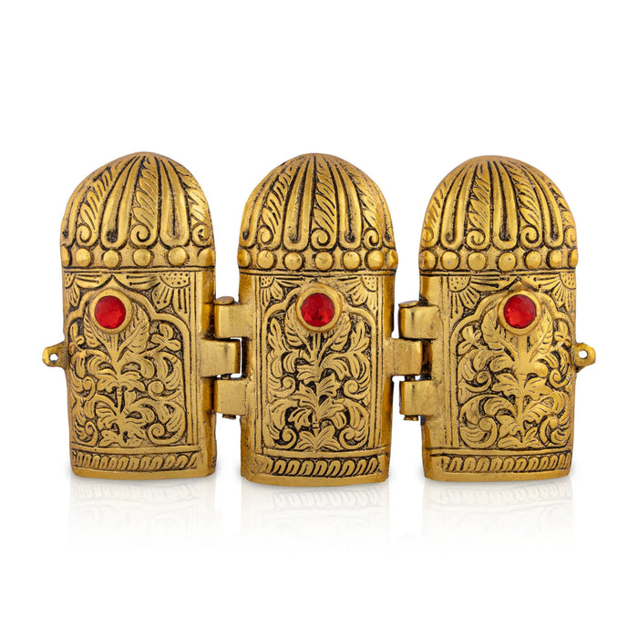 Metal Laxmi Ganesh Saraswati Murti With Closing Type Box - 5 x 7 Inches | Gold Polish Laxmi Ganesh Saraswati Idol