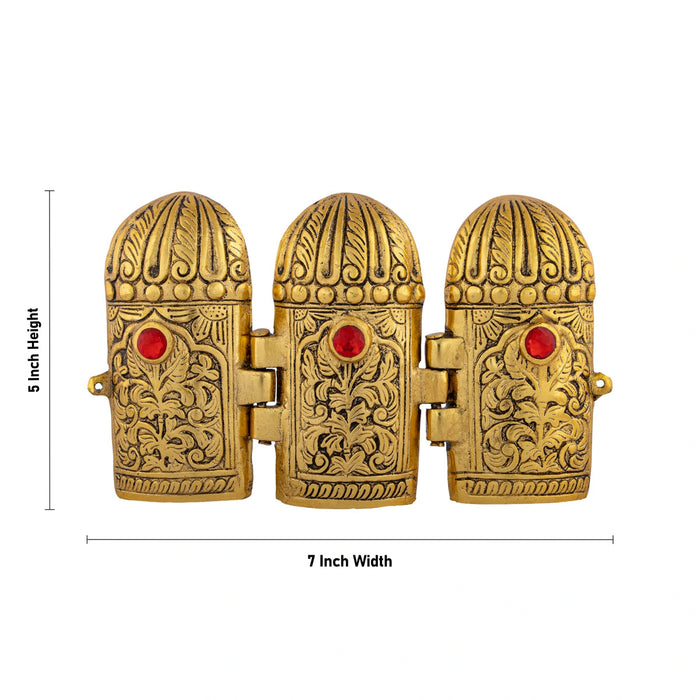 Metal Laxmi Ganesh Saraswati Murti With Closing Type Box - 5 x 7 Inches | Gold Polish Laxmi Ganesh Saraswati Idol