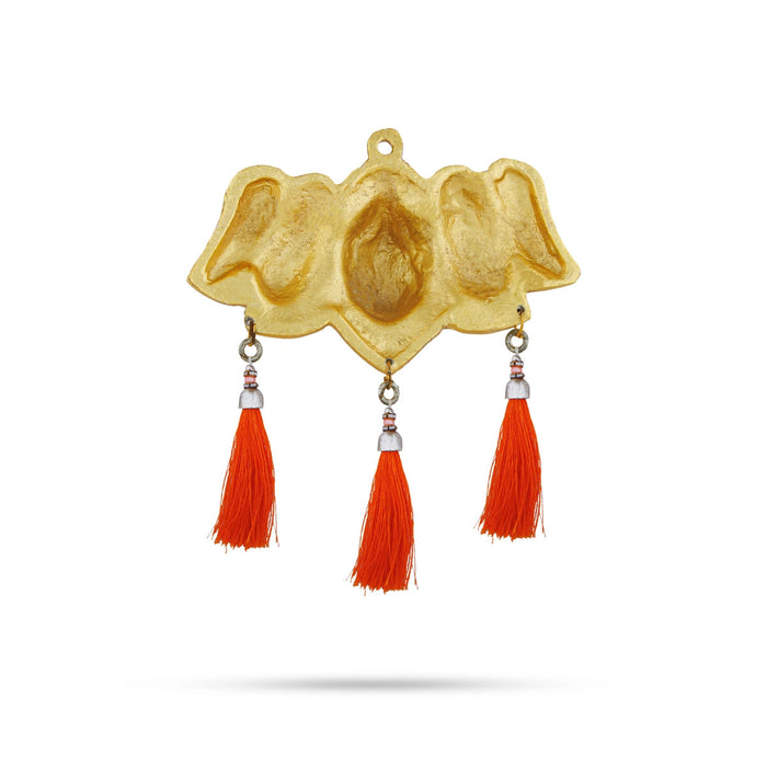 Metal Panchmukhi Hanuman Murti Wall Hanging - 3.5 x 6.5 Inches | Gold Polish Anjaneya Face Wall Hanger for Home