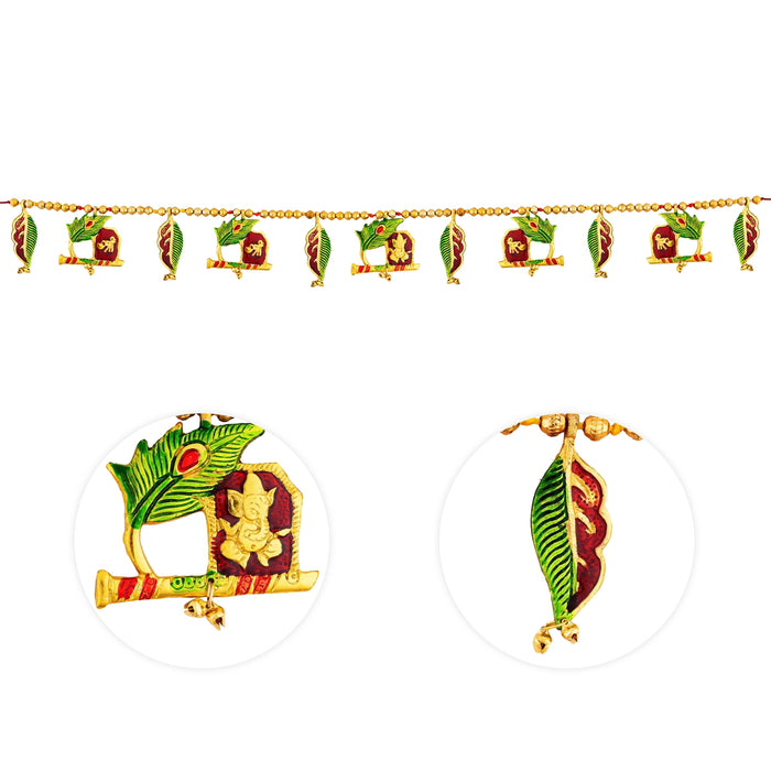 Toran - 4 x 38 Inches | Aluminium Thoran/ Gold Polish Bandanwar/ Meenakari Design Door Hanging Toran for Home