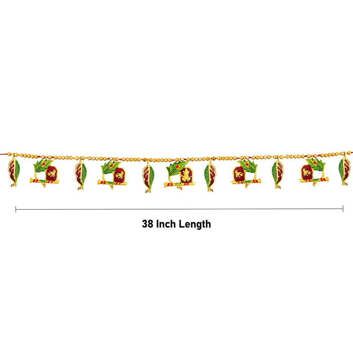 Toran - 4 x 38 Inches | Aluminium Thoran/ Gold Polish Bandanwar/ Meenakari Design Door Hanging Toran for Home