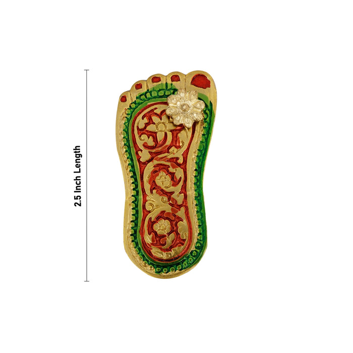 Padham Pair - 2.5 x 1 Inches | Gold Polish Paduka/ Metal Charan Paduka for Pooja