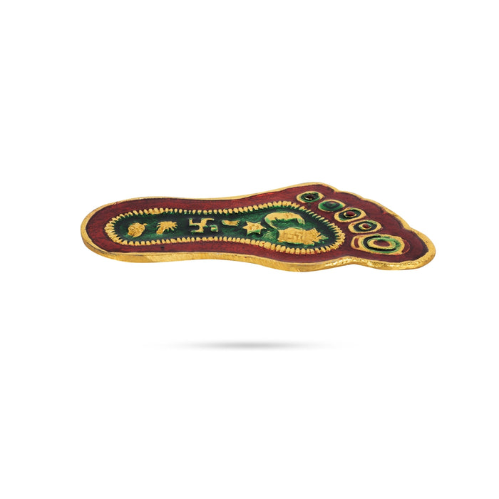 Padham Pair - 4.25 x 2 Inches | Gold Polish Paduka/ Metal Charan Paduka for Pooja