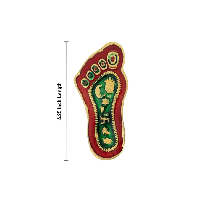 Padham Pair - 4.25 x 2 Inches | Gold Polish Paduka/ Metal Charan Paduka for Pooja