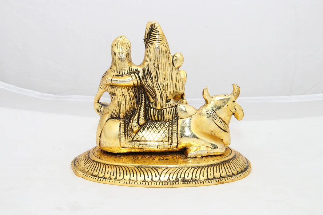 Shiv Parivar Murti - 6 x 6.75 Inches | Aluminium Statue/ Shiva Parvati Statue for Pooja/ 660 Gms Approx