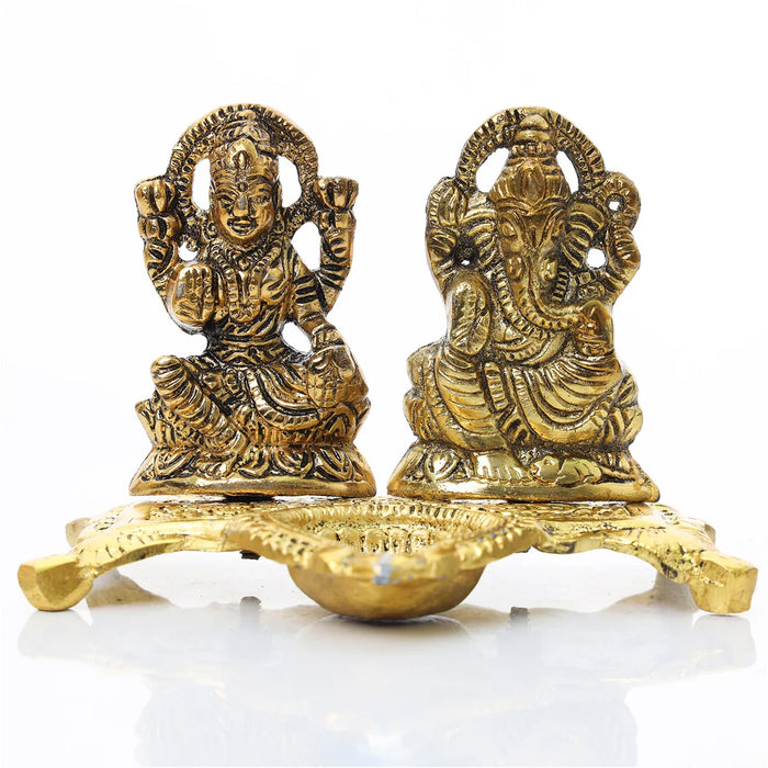 Lakshmi Ganesh Deep - 4 x 5 Inches | Diya/ Aluminium Lamp/ Vilakku for Pooja/ 170 Gms Approx