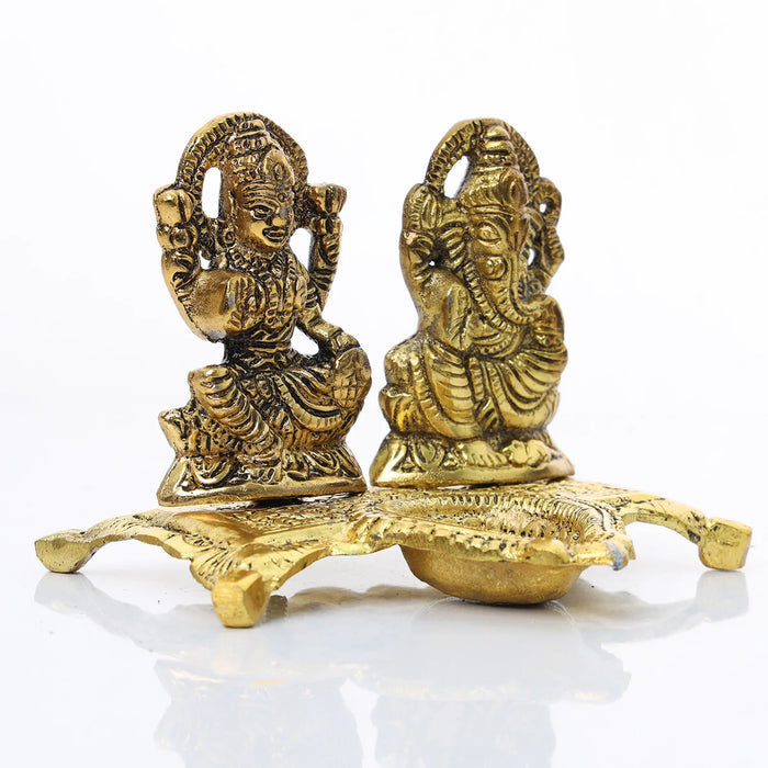 Lakshmi Ganesh Deep - 4 x 5 Inches | Diya/ Aluminium Lamp/ Vilakku for Pooja/ 170 Gms Approx