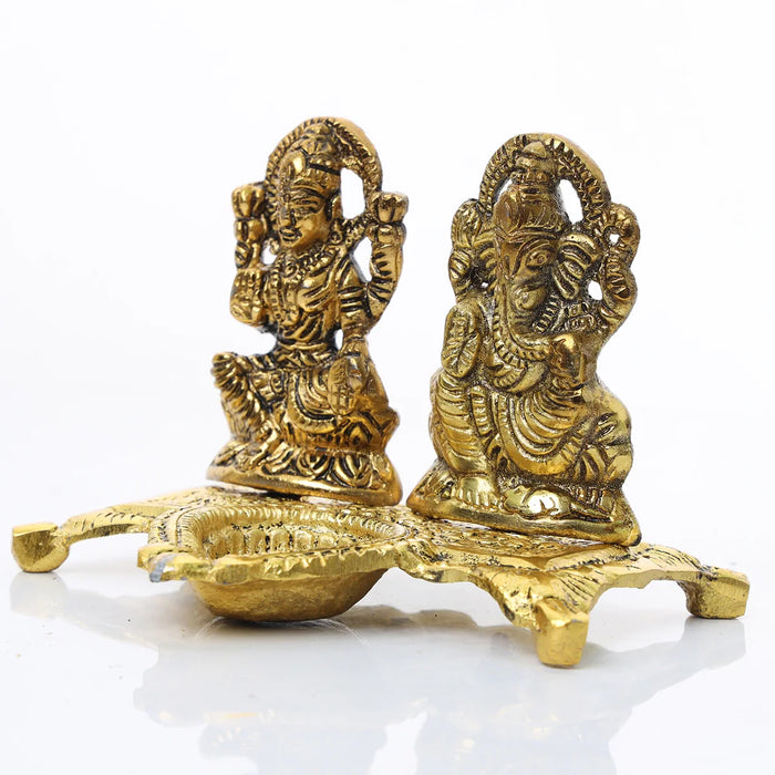 Lakshmi Ganesh Deep - 4 x 5 Inches | Diya/ Aluminium Lamp/ Vilakku for Pooja/ 170 Gms Approx