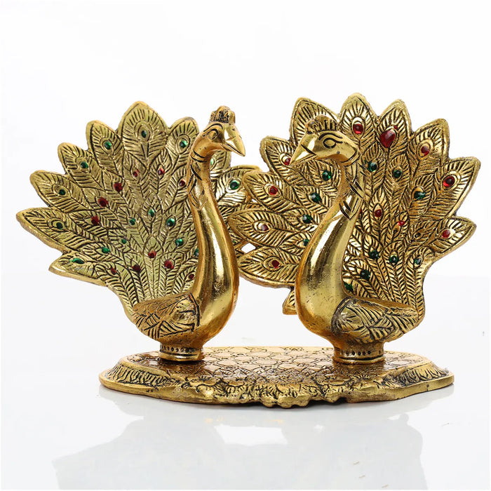 Peacock Statue - 5 x 6 Inches | Aluminium Material/ Peacock Sculpture for Home Decor/ 580 Gms Approx