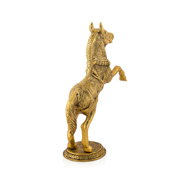 Jumping Horse Statue - 9.5 x 7 Inches | Gold Polish Horse Figurine/ Aluminium Horse Sculpture for Home