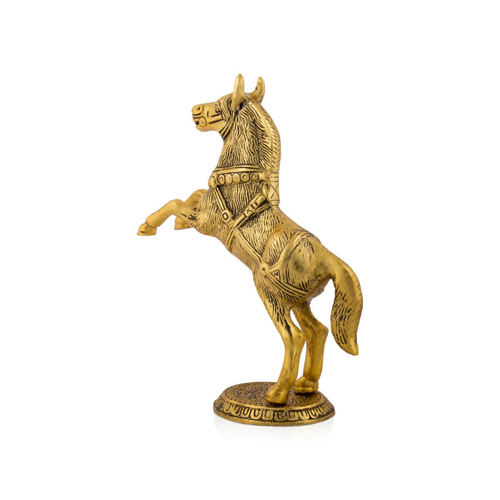 Jumping Horse Statue - 9.5 x 7 Inches | Gold Polish Horse Figurine/ Aluminium Horse Sculpture for Home