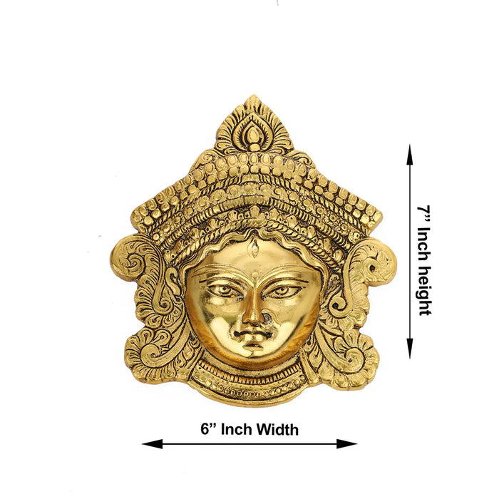 Durga Face Wall Hanging - 7 x 6 Inches | Wall Hanger/ Aluminium Wall Hanging for Living Room