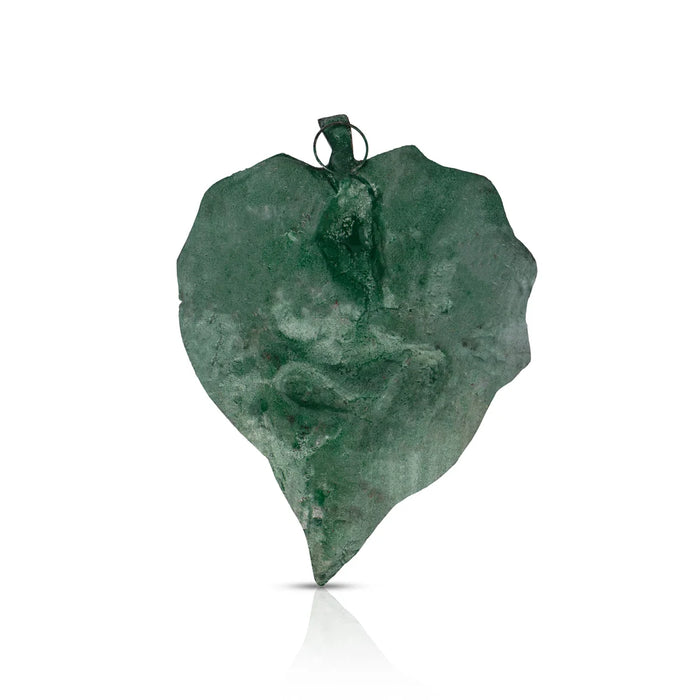 Leaf Ganesh Murti Wall Hanging- 5 x 3.5 Inches | Aluminium/Gold Polish Ganpati Murti Wall Hanger for Home