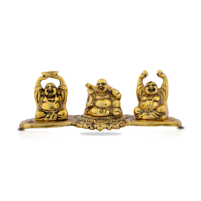 Laughing Buddha Idol - 3 x 7 Inches | Aluminium Happy Man/ Buddha Statue for Home/ 380 Gms Approx