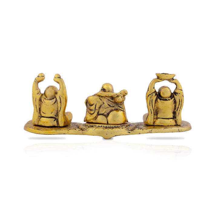 Laughing Buddha Idol - 3 x 7 Inches | Aluminium Happy Man/ Buddha Statue for Home/ 380 Gms Approx