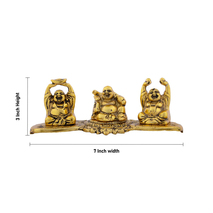 Laughing Buddha Idol - 3 x 7 Inches | Aluminium Happy Man/ Buddha Statue for Home/ 380 Gms Approx