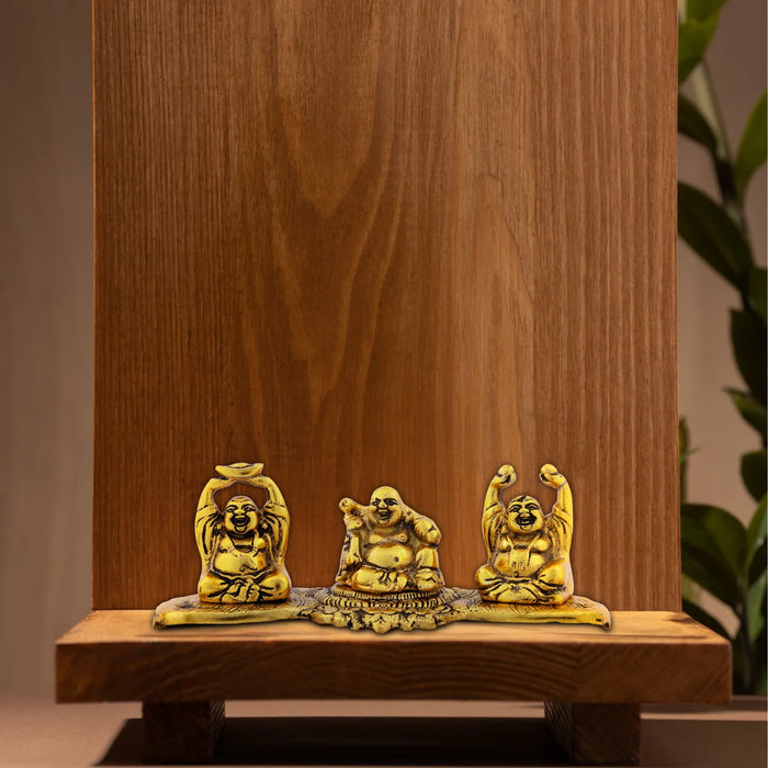 Laughing Buddha Idol - 3 x 7 Inches | Aluminium Happy Man/ Buddha Statue for Home/ 380 Gms Approx