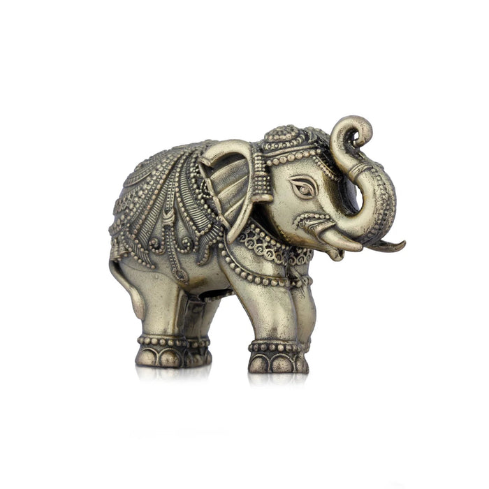 Trunk Up Elephant Statue - 2 x 2.5 Inches | Brass Idol/ Elephant Figurines/ Elephant Sculpture for Home