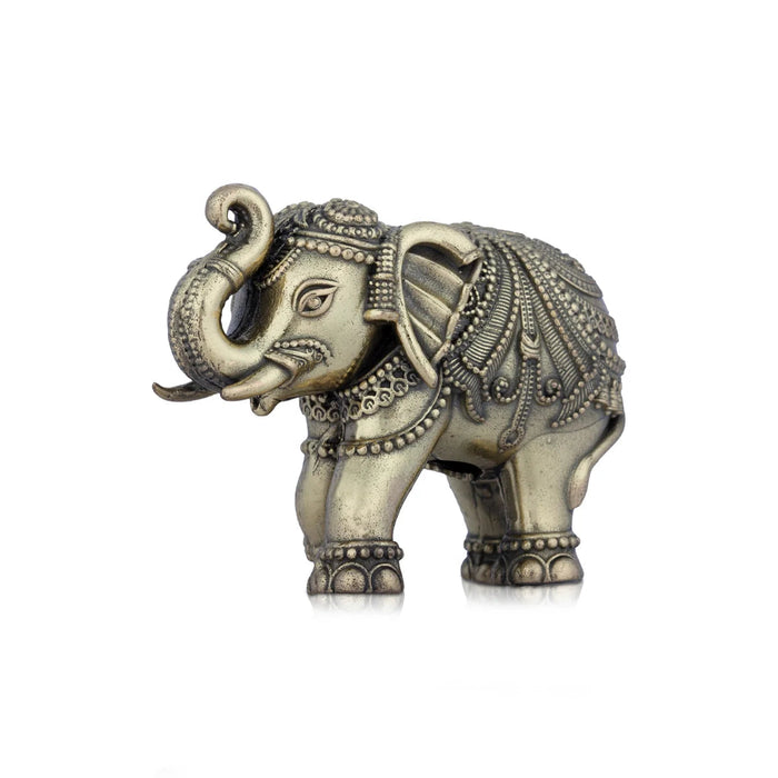 Trunk Up Elephant Statue - 2 x 2.5 Inches | Brass Idol/ Elephant Figurines/ Elephant Sculpture for Home