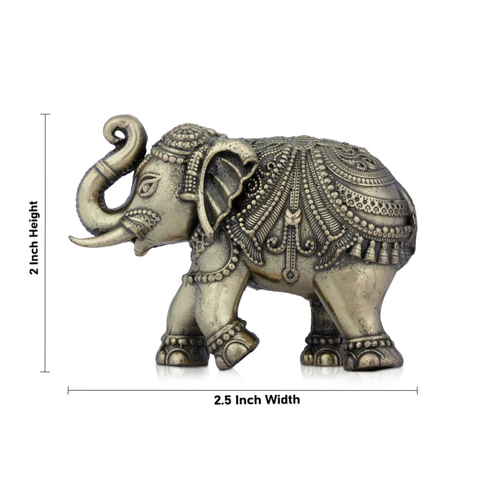Trunk Up Elephant Statue - 2 x 2.5 Inches | Brass Idol/ Elephant Figurines/ Elephant Sculpture for Home