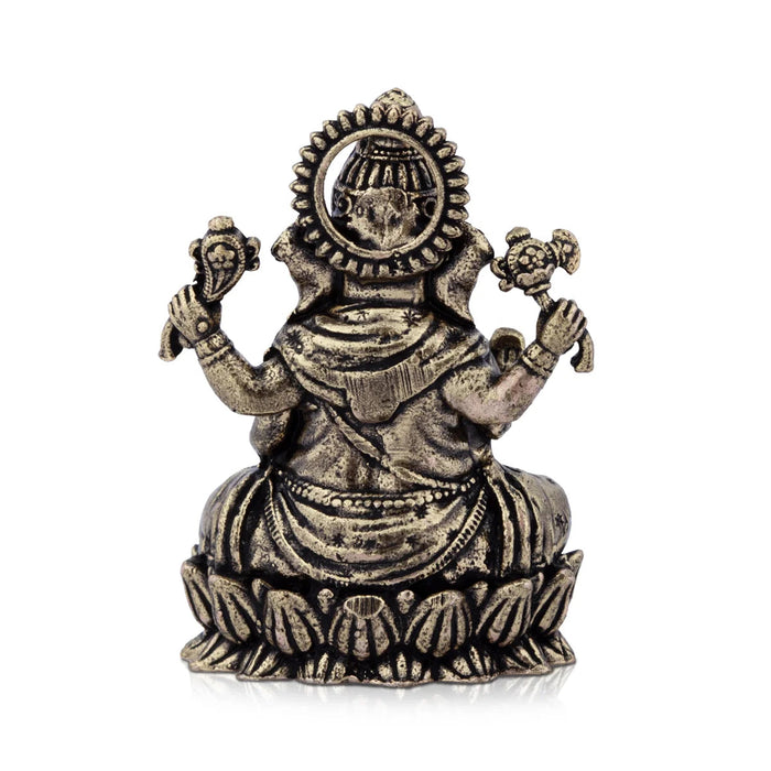 Ganesh Murti - 2 x 1.5 Inches | Brass Idol/ Vinayaka Idol Sitting On Lotus for Pooja