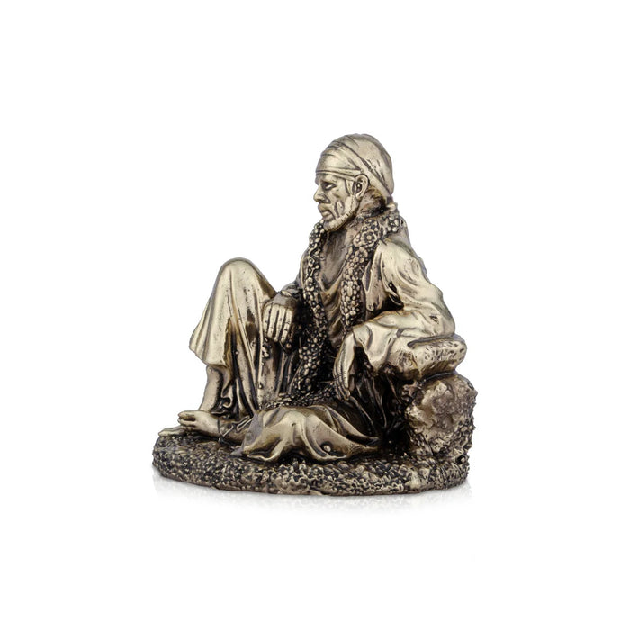 Saibaba Statue - 2 x 1.75 Inches | Saibaba Sitting idol/ Brass Idol/ Sai Baba Vigraham for Pooja