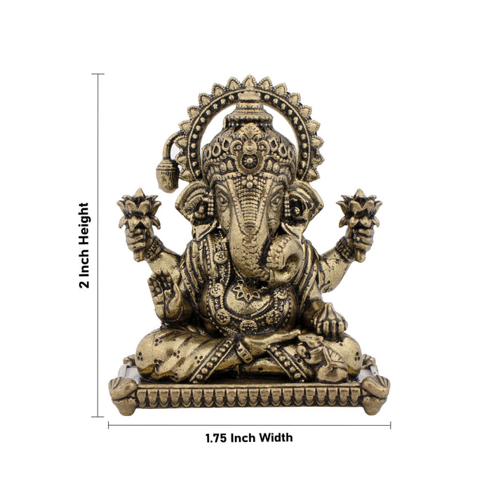Ganesha Murti Statue - 2 x 1.75 Inches | Brass Idol/ Vinayaka Idol for Pooja