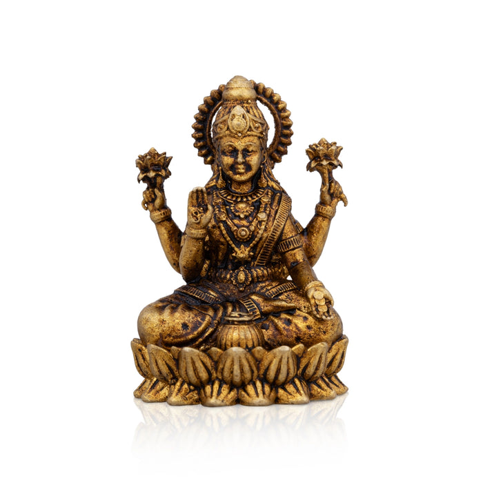 Lakshmi Sitting On Lotus Base Murti - 1.25 x 0.75 Inches | Brass Statue / Laxmi Devi Idol For Home