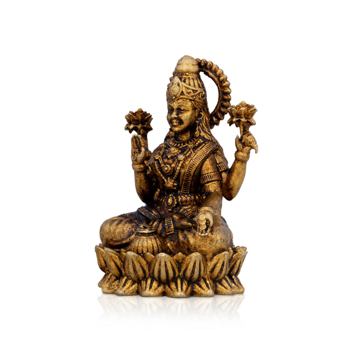 Lakshmi Sitting On Lotus Base Murti - 1.25 x 0.75 Inches | Brass Statue / Laxmi Devi Idol For Home