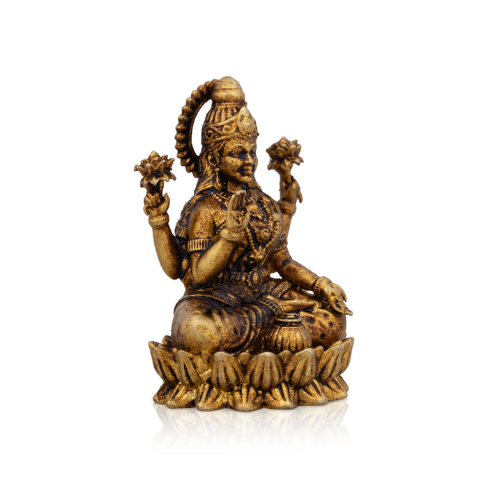 Lakshmi Sitting On Lotus Base Murti - 1.25 x 0.75 Inches | Brass Statue / Laxmi Devi Idol For Home