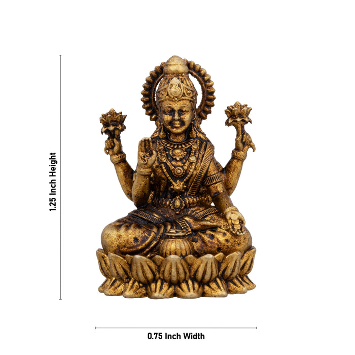 Lakshmi Sitting On Lotus Base Murti - 1.25 x 0.75 Inches | Brass Statue / Laxmi Devi Idol For Home