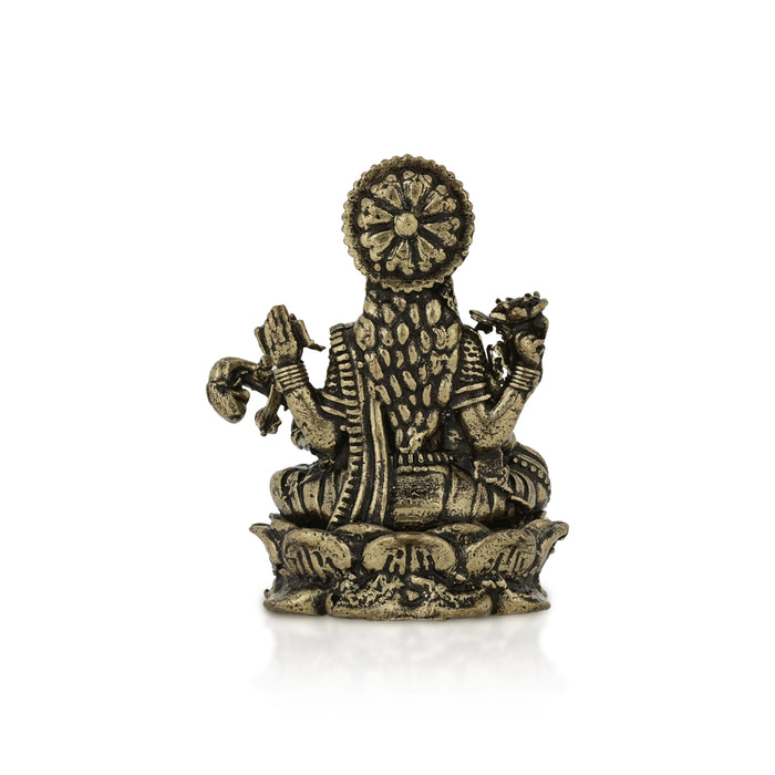Saraswathi Sitting On Lotus Base Murti - 1 x 0.75 Inches | Brass Idol / Saraswati Devi Statue For Pooja