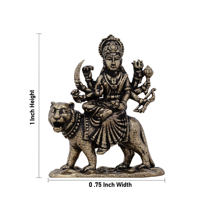 Durga Murti Sitting On Tiger – 1 x 0.75 Inches | Antique Brass Idol / Durga Statue For Pooja Room