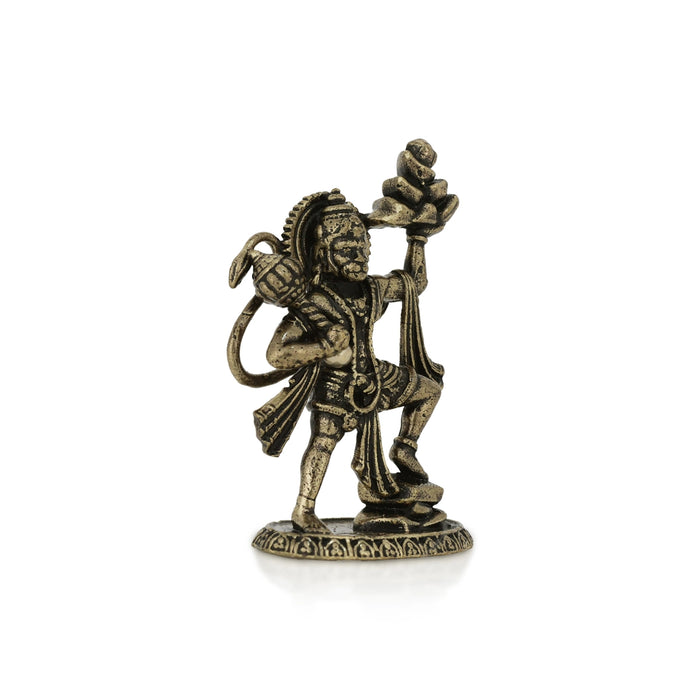 Hanuman Standing On Base Murti - 1 x 0.75 Inches | Brass Idol / Anjaneyar Statue For Pooja