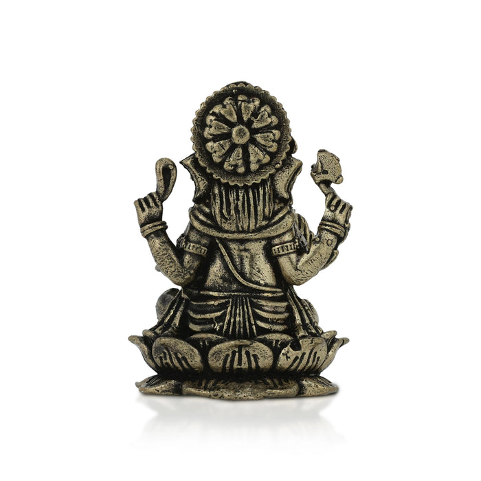 Vinayagar Sitting On Lotus Base Murti - 1 x 0.75 Inches | Brass Statue / Ganpati Idol For Pooja