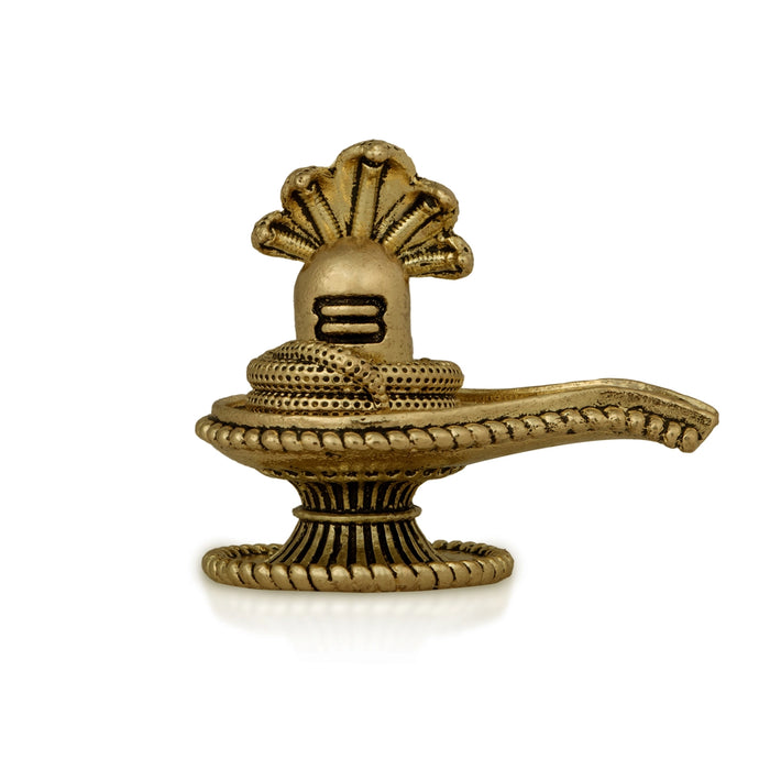 Shivling with Nagam Statue - 1.5 x 1.75 Inches | Brass Idol / Shiva Lingam Murti For Pooja