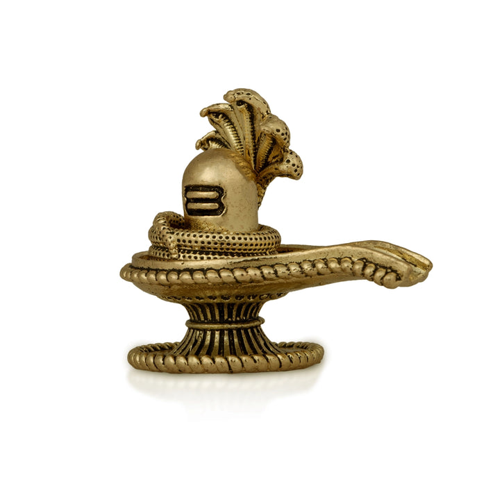 Shivling with Nagam Statue - 1.5 x 1.75 Inches | Brass Idol / Shiva Lingam Murti For Pooja