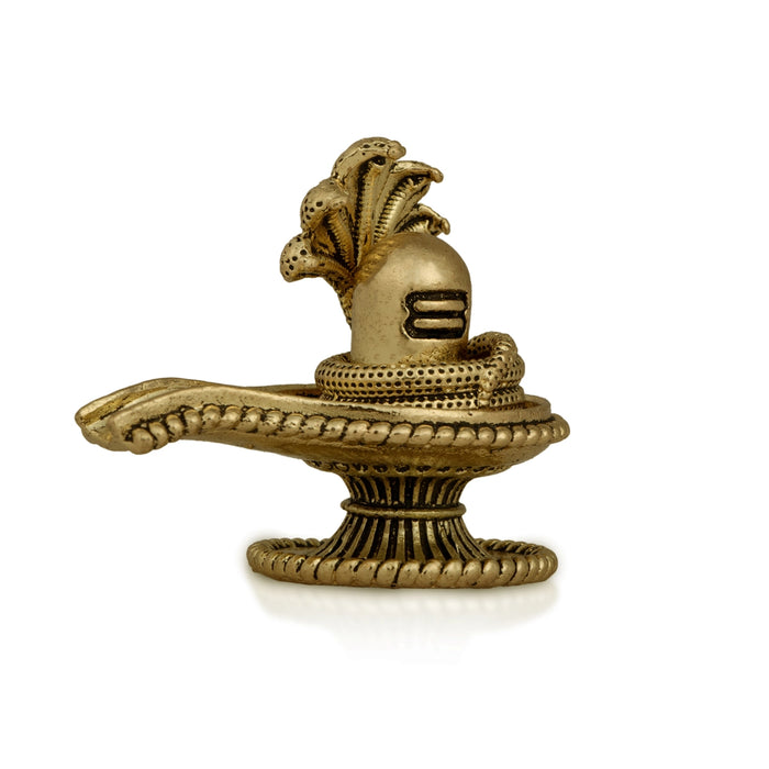 Shivling with Nagam Statue - 1.5 x 1.75 Inches | Brass Idol / Shiva Lingam Murti For Pooja